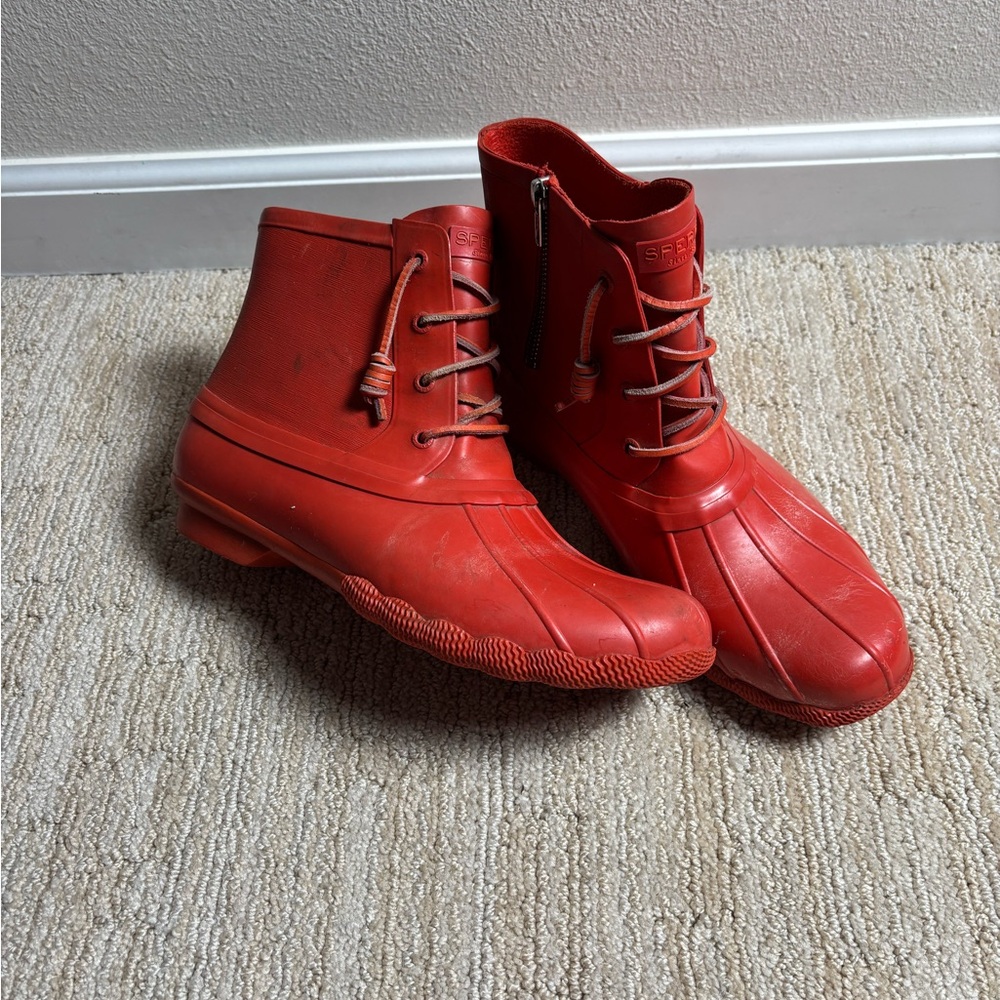 Sperry Red Waterproof Duck Boots for Women